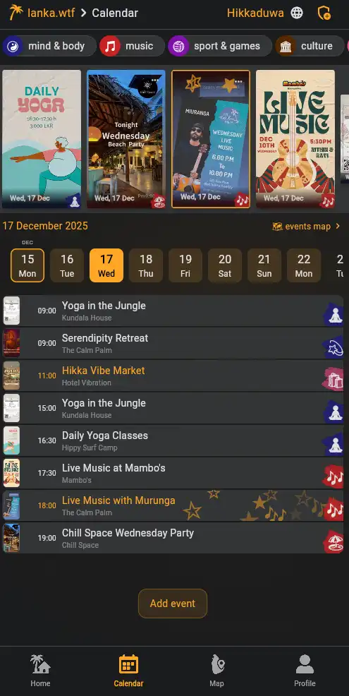 Sponsored events in the calendar (example 2)